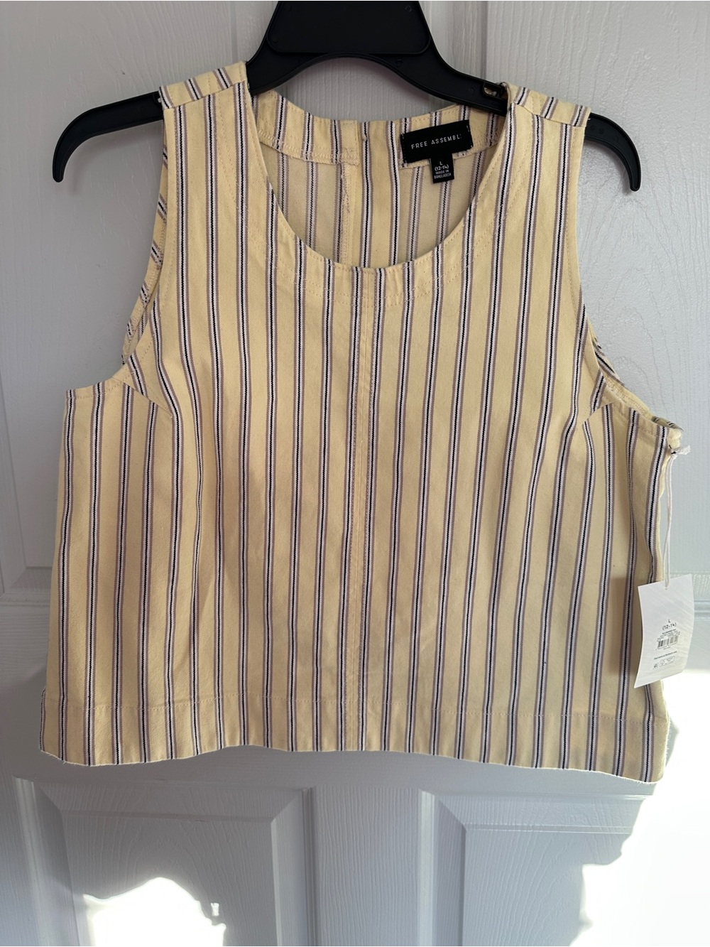 Free Assembly Yellow Striped Sleeveless Tank Top